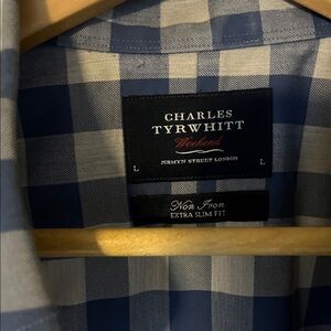 Charles Tyrwhitt Large Blue and White Plaid Shirt
